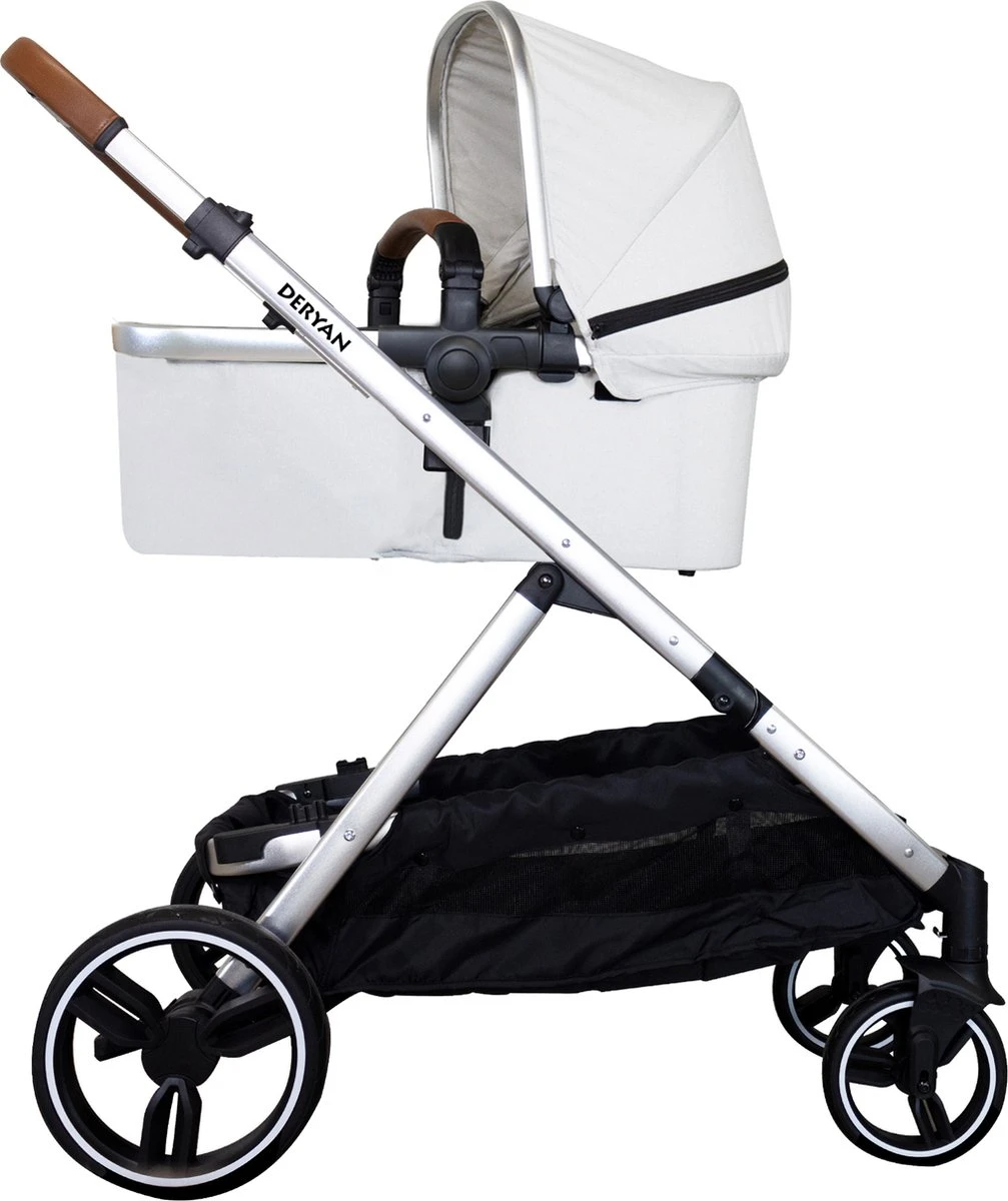 Deryan Evy Kinderwagen - Duo Kinderwagen - Uitbreidbaar - Inclusief Reiswieg - Creme 14 Deryan Evy Kinderwagen - Duo Kinderwagen - Uitbreidbaar - Inclusief Reiswieg - Creme - Afbeelding 12