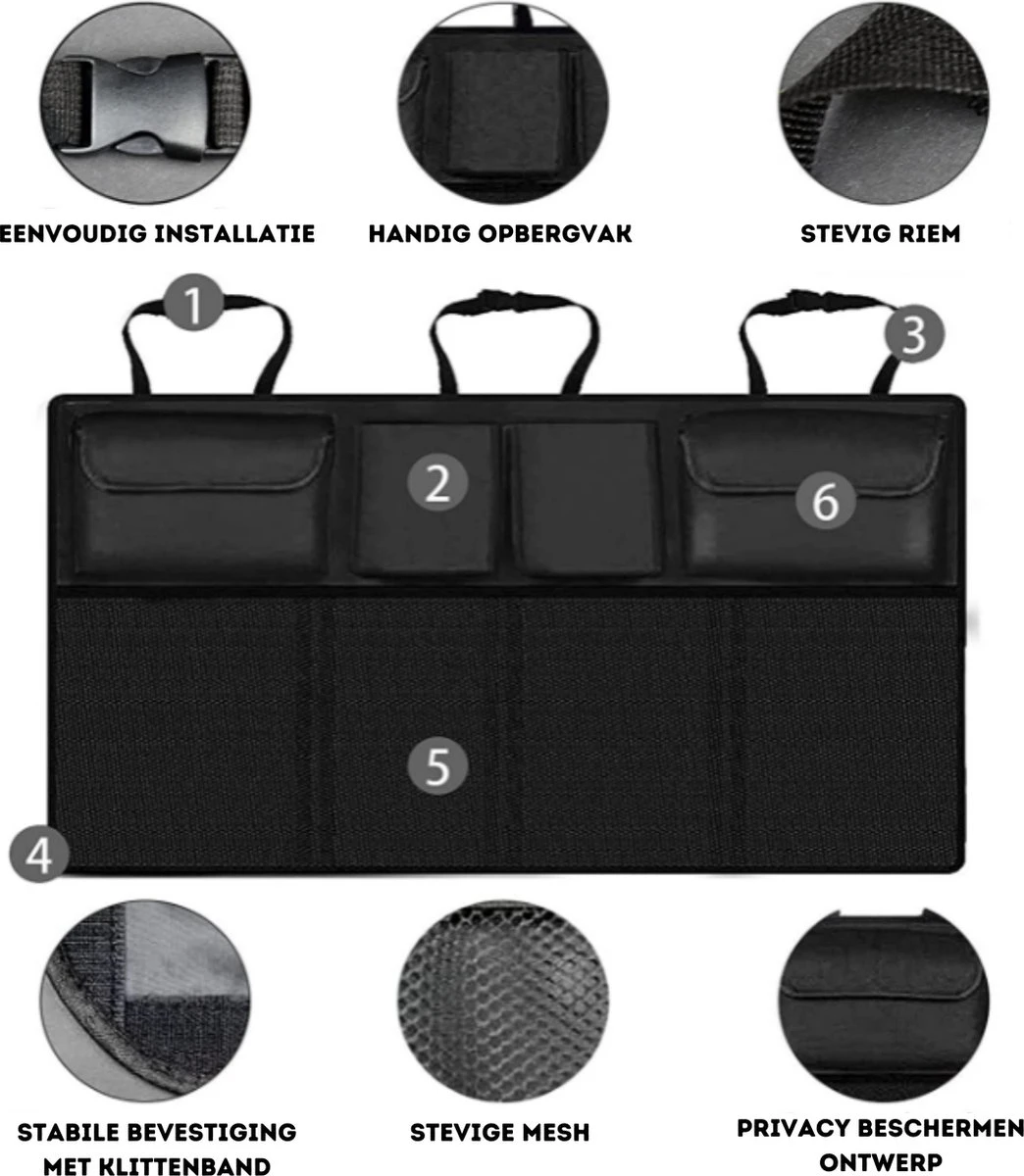 W&Z® Auto Organizer - Autostoel Organizer - Kofferbak Organizer - Zwart 4 W&Z® Auto Organizer - Autostoel Organizer - Kofferbak Organizer - Zwart - Afbeelding 2