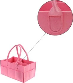 Merkloos Luiertas Vilt - Roze - Vilt - 32 X 22 X 19 Cm - Luier Organizer - Draagbare Organiser Met Handige Vakken - Verzorgingstas -Kinderwagen- En Accessoirewinkel 1054x1200 5