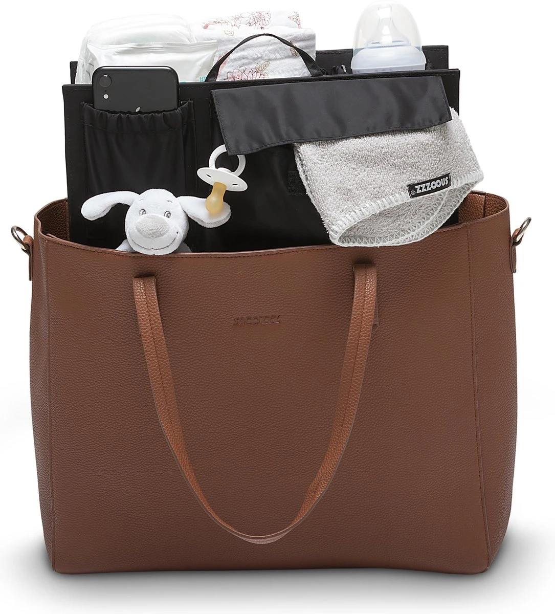 Snoozzz Luiertas Luxe Verzorgingstas – Inclusief Uitneembare Tas Organizer Met Thermovak, Stroller Hooks En Verschoningsmatje - Cognac 3 Snoozzz Luiertas Luxe Verzorgingstas – Inclusief Uitneembare Tas Organizer Met Thermovak, Stroller Hooks En Verschoningsmatje - Cognac