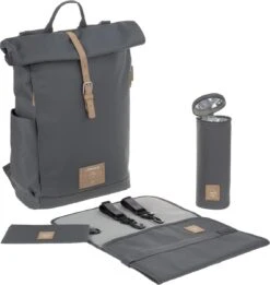 LÄSSIG Luiertas Rolltop Backpack Rugzak Incl Verschoningsmatje Antraciet -Kinderwagen- En Accessoirewinkel 1137x1200 5