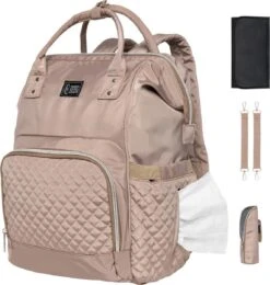 NanaBeebi Luiertas Rugzak Met Verschoonmatje - Beige Taupe - Inclusief Flessenwarmhouder - Kinderwagenhaken En Isoleervak