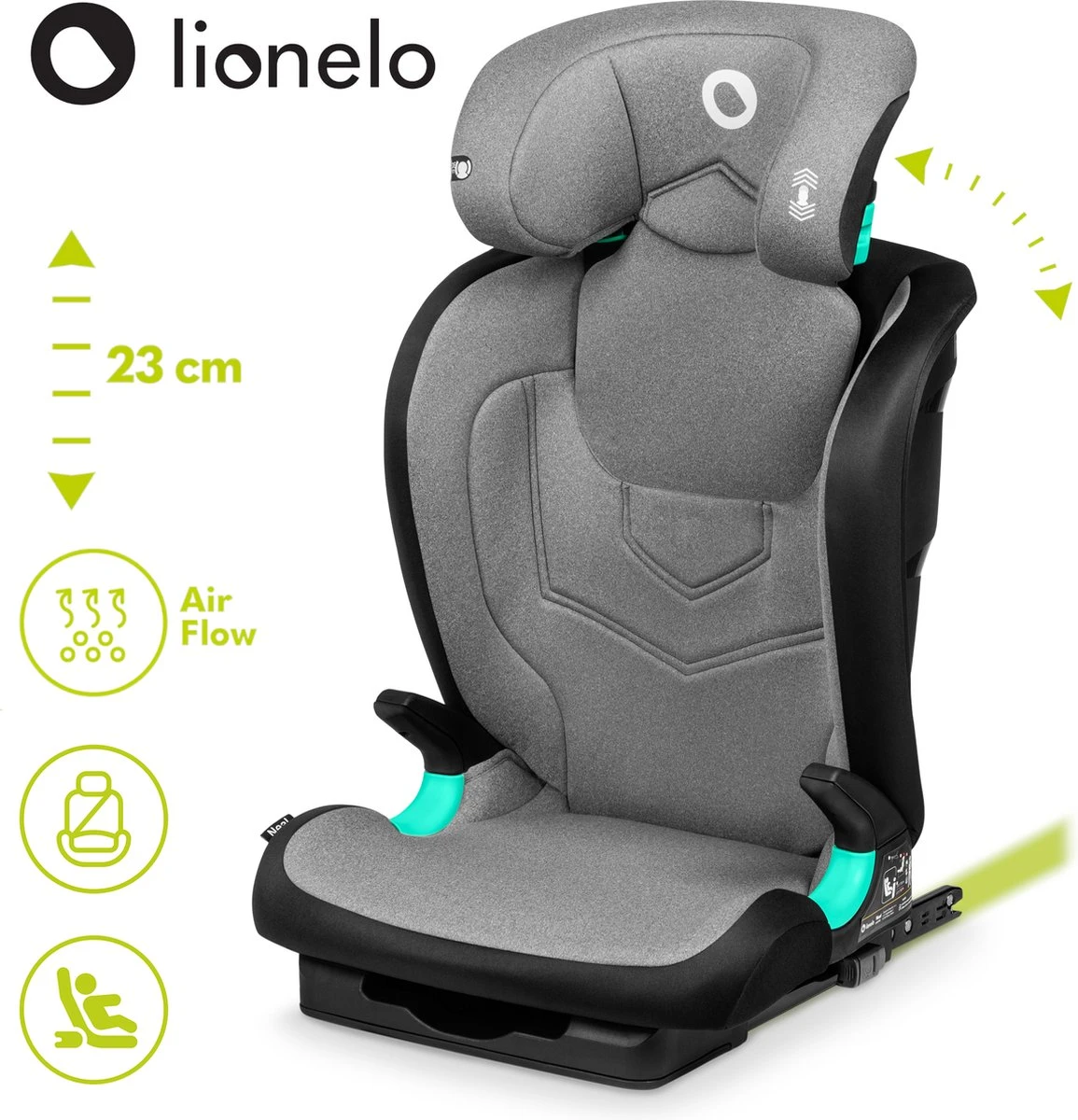 Lionelo Neal - Premium Autostoel - Hoofdsteunverstelling - Ventilatiesysteem - ISOFIX Tot 12 Jaar 3 Lionelo Neal - Premium Autostoel - Hoofdsteunverstelling - Ventilatiesysteem - ISOFIX Tot 12 Jaar