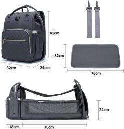 Luiertas - Multifuctioneel Luiertas 3 In 1 - Met Babybedje - Met Verschoningsmatje - Grijs - Met Usb - Met Verdikt Matras -Kinderwagen- En Accessoirewinkel 1158x1200 8