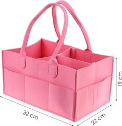 Merkloos Luiertas Vilt - Roze - Vilt - 32 X 22 X 19 Cm - Luier Organizer - Draagbare Organiser Met Handige Vakken - Verzorgingstas -Kinderwagen- En Accessoirewinkel 1164x1200 9