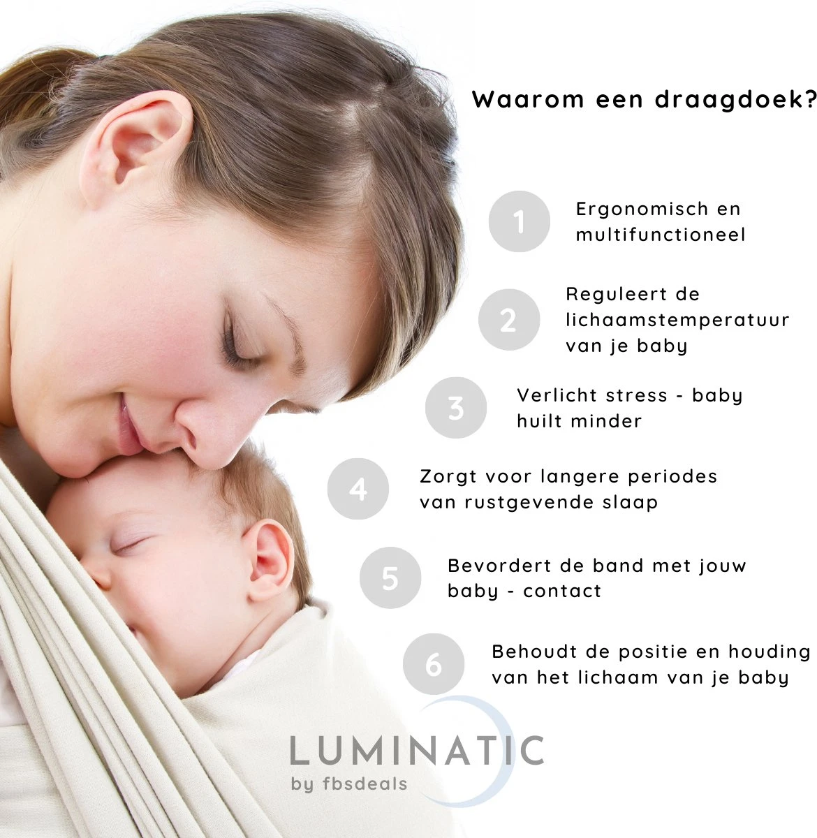 Baby Draagdoek - Babywrap - Baby Carrier - Babydrager - Buikdrager Baby – Baby Draagzak - Baby Sling | Luminatic® | Ergonomisch | Met Tasje | Donker Grijs 5 Baby Draagdoek - Babywrap - Baby Carrier - Babydrager - Buikdrager Baby – Baby Draagzak - Baby Sling | Luminatic® | Ergonomisch | Met Tasje | Donker Grijs - Afbeelding 3