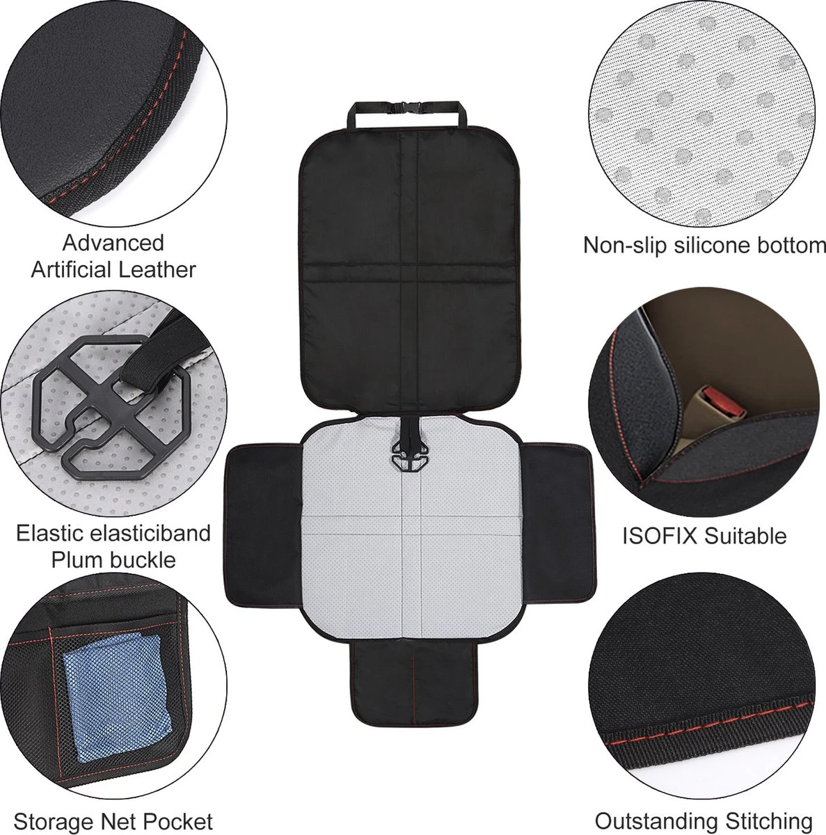 Nixnix - Autostoelhoes - Autostoelbeschermer - Autostoel Beschermer - Zwart - Bescherm Mat - Kinderen 4 Nixnix - Autostoelhoes - Autostoelbeschermer - Autostoel Beschermer - Zwart - Bescherm Mat - Kinderen - Afbeelding 2
