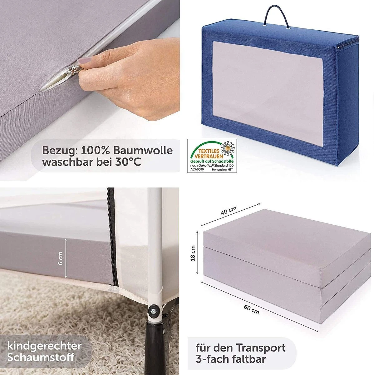 Hauck Dream N Play Campingbedje Set - Met Matras En Muggennet - Beige 8 Hauck Dream N Play Campingbedje Set - Met Matras En Muggennet - Beige - Afbeelding 6