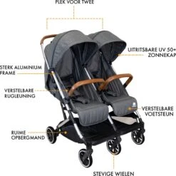 Deryan Luxe Rolo X2 Dubbele Buggy - Duo Buggy - Grijs -Kinderwagen- En Accessoirewinkel 1199x1200 5