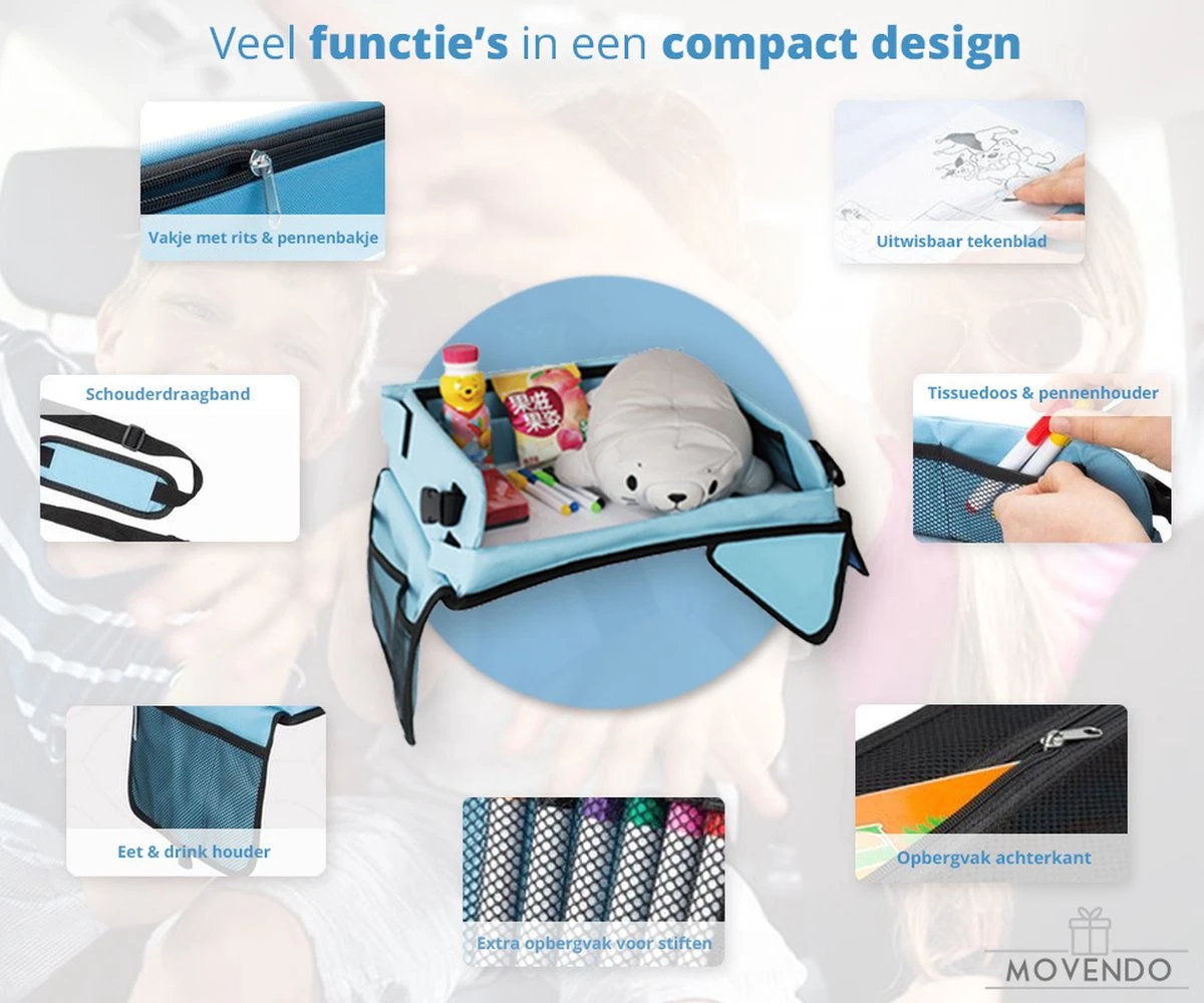 ‘’MOVENDO’’ Reistafel Voor Auto Kinderen – Autotafel – Speeltafel Auto – Travel Tray – Tekentafel – Opvouwbaar Met Tablethouder - Blauw 6 ‘’MOVENDO’’ Reistafel Voor Auto Kinderen – Autotafel – Speeltafel Auto – Travel Tray – Tekentafel – Opvouwbaar Met Tablethouder - Blauw - Afbeelding 4
