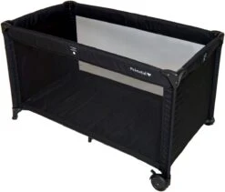 Prénatal Luxe Campingbedje Met Bodemmatras - Inclusief Draagtas - Inklapbaar Baby Campingbed - Met Wieltjes En Kruipluik - 120 X 60 Cm - Zwart -Kinderwagen- En Accessoirewinkel 1200x1025