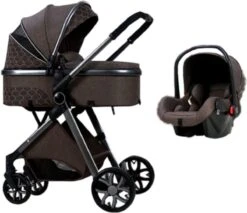 Merkloos Kinderwagen 3-in-1 – Luxe Kinderwagen - Buggy – Wandelwagen - Multifunctioneel – Opklapbaar – Incl Autostoel – Donkerbruin -Kinderwagen- En Accessoirewinkel 1200x1037 3