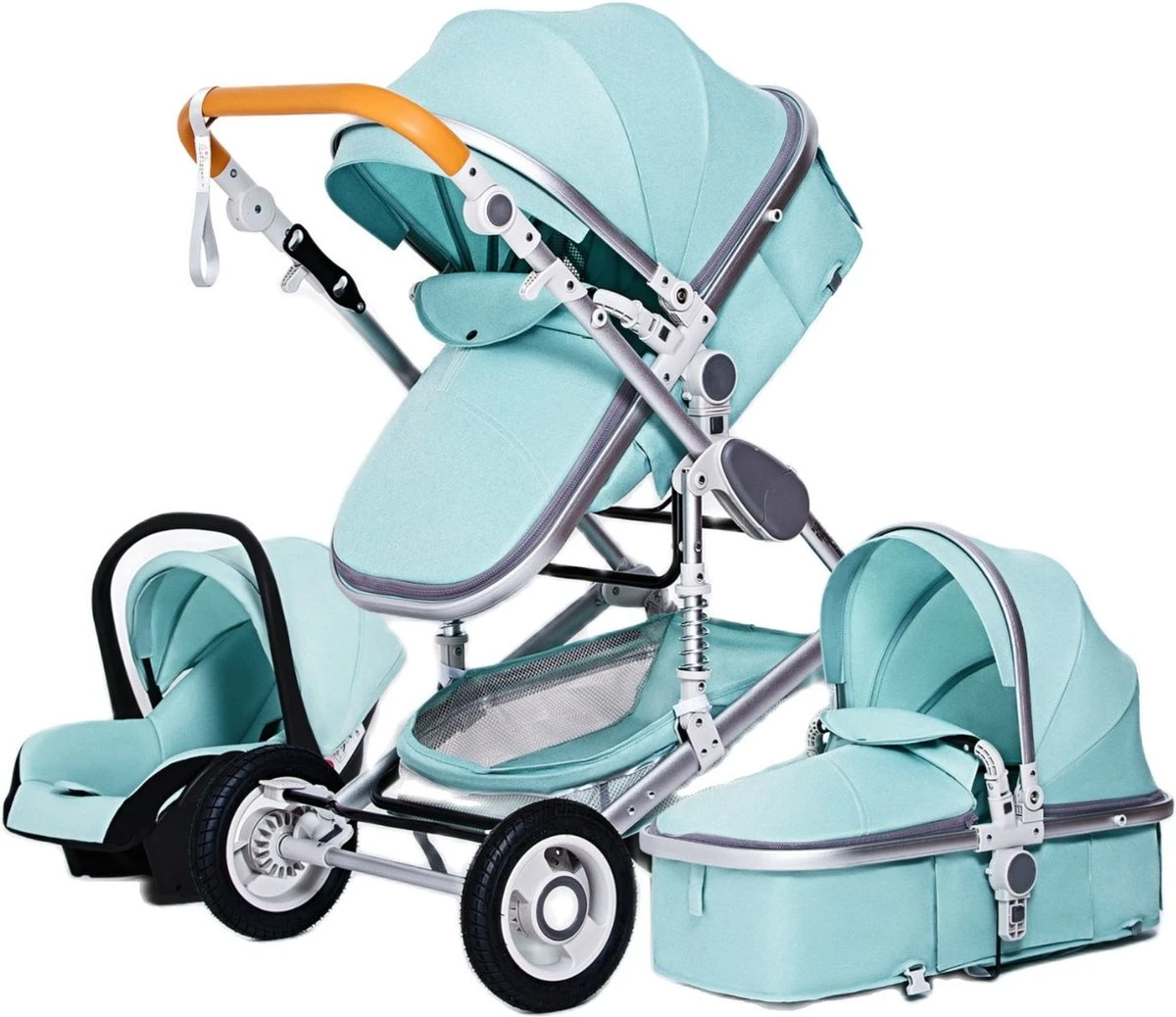 Merkloos Luxe 3-in-1 Kinderwagen - Wandelwagen - Autostoeltje - Buggy - Inklapbaar - Groen - 0-36 Maanden 3 Merkloos Luxe 3-in-1 Kinderwagen - Wandelwagen - Autostoeltje - Buggy - Inklapbaar - Groen - 0-36 Maanden