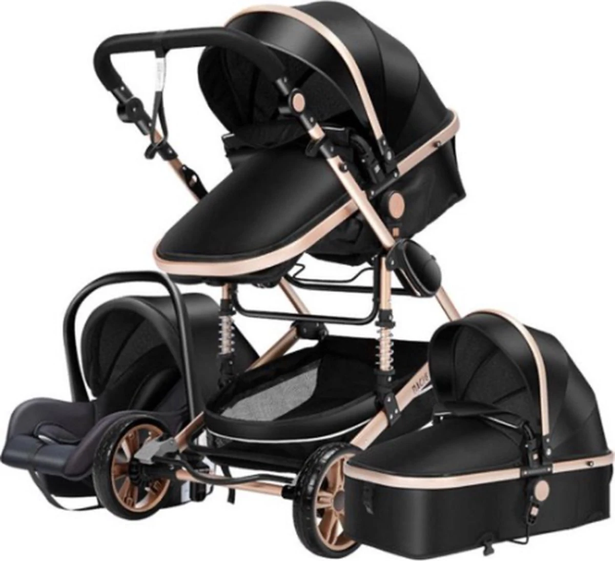 Merkloos Lioretti® Luxe Baby Buggy 3 In 1 | Baby Wagen | Kinderwagen Met Stoel En Wieg | Inklapbaar | Hoge Kwaliteit | Combi | Zwart 3 Merkloos Lioretti® Luxe Baby Buggy 3 In 1 | Baby Wagen | Kinderwagen Met Stoel En Wieg | Inklapbaar | Hoge Kwaliteit | Combi | Zwart
