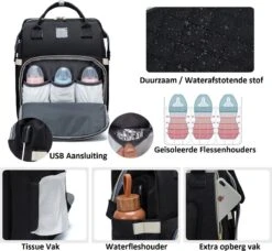 Luiertas - Multifuctioneel Luiertas 3 In 1 - Met Babybedje - Met Verschoningsmatje - Zwart - Met Usb - Met Verdikt Matras 15 Luiertas - Multifuctioneel Luiertas 3 In 1 - Met Babybedje - Met Verschoningsmatje - Zwart - Met Usb - Met Verdikt Matras -Kinderwagen- En Accessoirewinkel 1200x1110 3