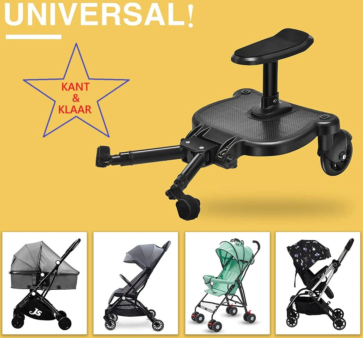 Merkloos Meerijdplankje - Kinderwagen - Buggy - KANT EN KLAAR - Al In Elkaar Gezet! - Met Zitje Voor Uw Kind - Zwart 3 Merkloos Meerijdplankje - Kinderwagen - Buggy - KANT EN KLAAR - Al In Elkaar Gezet! - Met Zitje Voor Uw Kind - Zwart