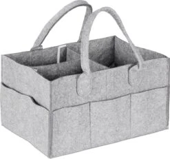 Relaxdays Luiertas Baby - Verzorgingstas Vilt - Organizer Luiers - Uitneembare Schotjes - Lichtgrijs -Kinderwagen- En Accessoirewinkel 1200x1123 4