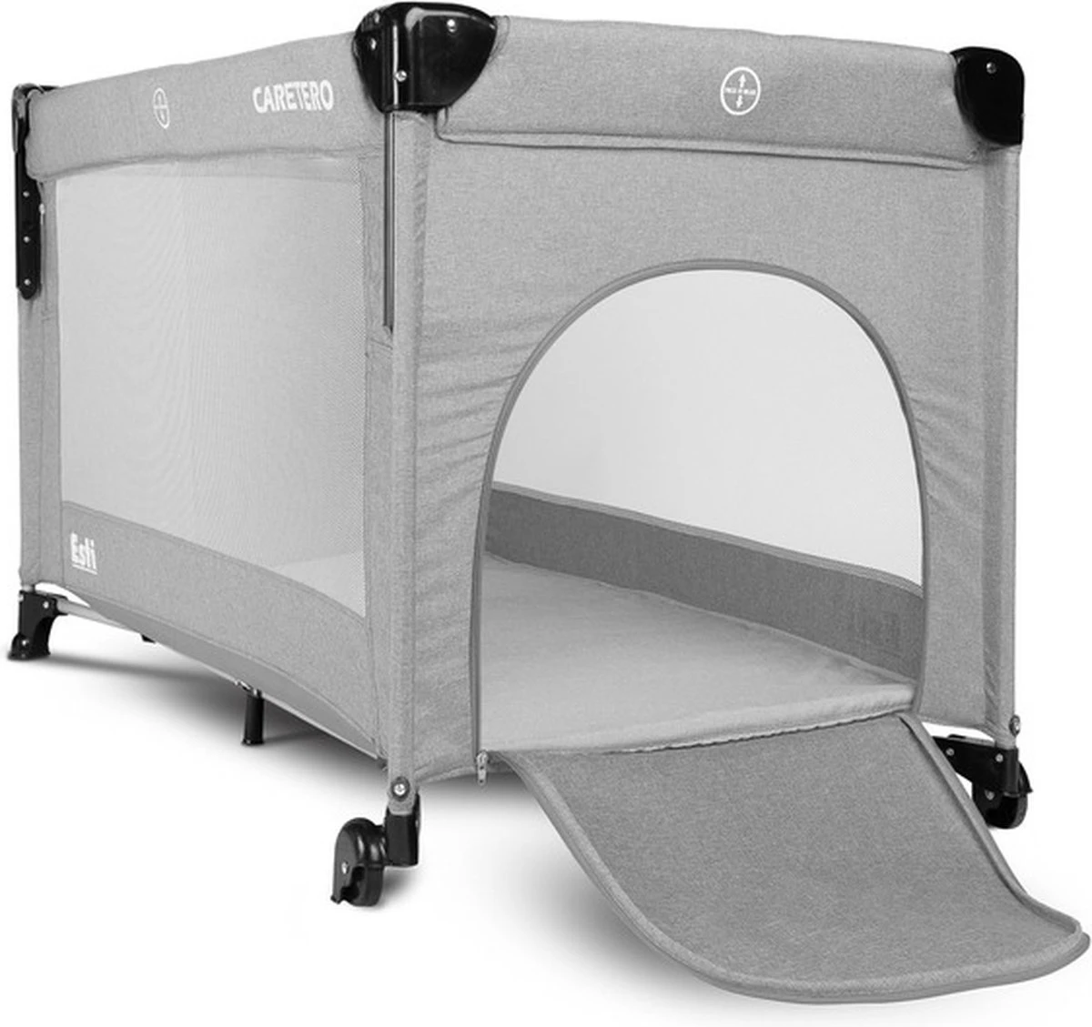 Caretero - Reisbedje Met Nachtkastje Esti Grijs 4 Caretero - Reisbedje Met Nachtkastje Esti Grijs - Afbeelding 2
