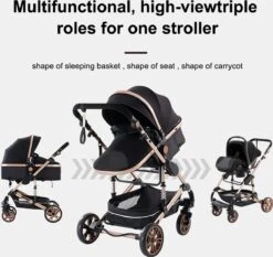 Luxe Kinderwagen 3 In 1 - Wandelwagen - Kinderwagen 3-in-1 Incl Autostoel - Kinderwagen Maxi Cosi – Buggy 3 In 1 - Newborn - Zwart/goud -Kinderwagen- En Accessoirewinkel 1200x1130 5