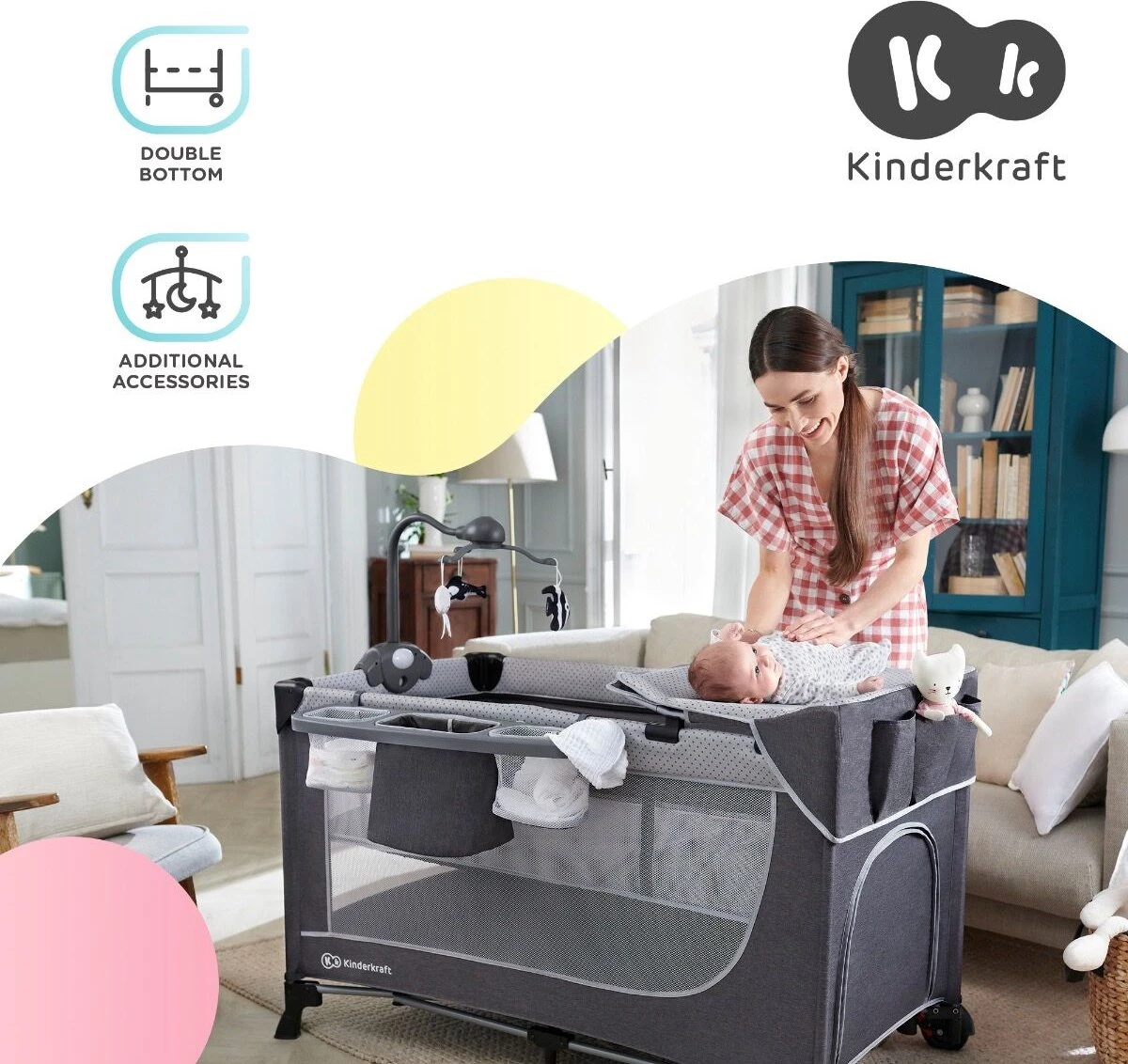 Kinderkraft Campingbed - Leody Met Accessoires - Roze 19 Kinderkraft Campingbed - Leody Met Accessoires - Roze - Afbeelding 17