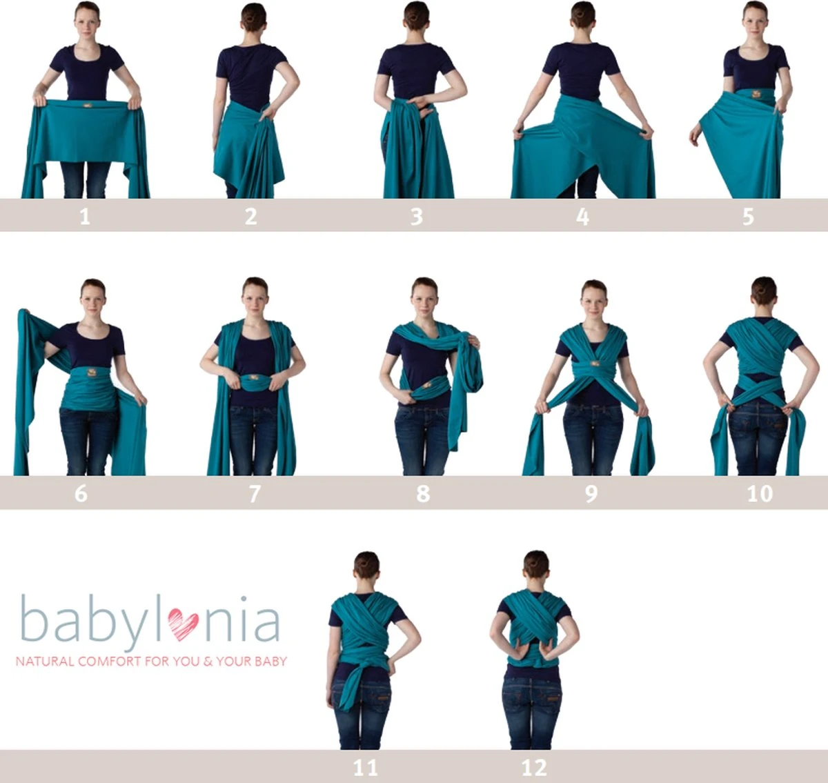 Babylonia - Tricot-Slen Organic - Draagdoek Baby - Silver Blue 9 Babylonia - Tricot-Slen Organic - Draagdoek Baby - Silver Blue - Afbeelding 7