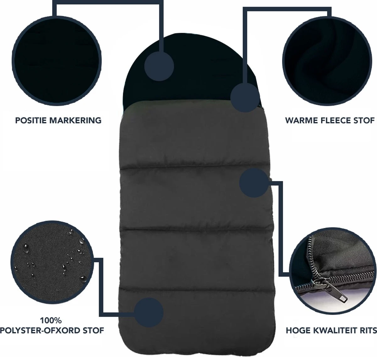Achaté Voetenzak - Voor Kinderwagen Of Stoeltje – Baby Slaapzak - Autostoel - Zwart 6 Achaté Voetenzak - Voor Kinderwagen Of Stoeltje – Baby Slaapzak - Autostoel - Zwart - Afbeelding 4