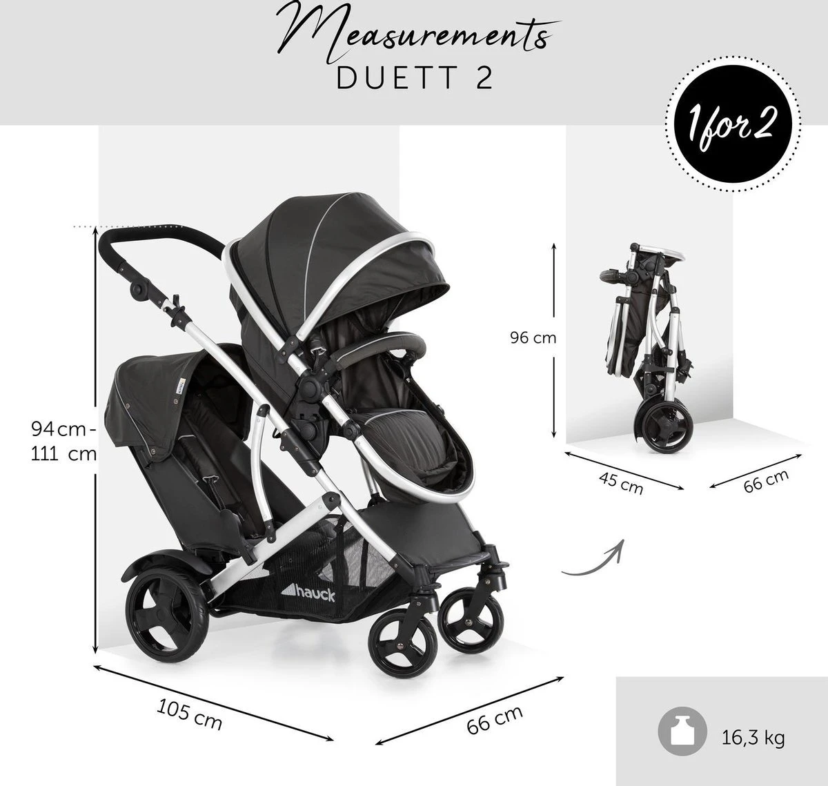 Hauck Duett 2 Duo Kinderwagen - Zwart 6 Hauck Duett 2 Duo Kinderwagen - Zwart - Afbeelding 4