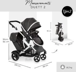 BERKATMARKT - Hauck Duett 2 Dubbele Kinderwagens Voor Baby's En Kinderen, Omkeerbare Zitting, In Hoogte Verstelbaar, Zonwering, Regenbescherming, Opvouwbaar, Tot 36 Kg, Zwarte Woud -Kinderwagen- En Accessoirewinkel 1200x1140 4