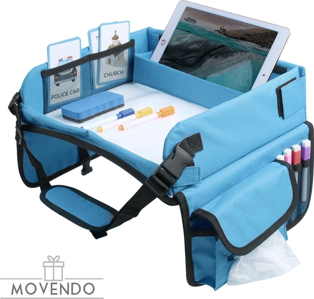 ‘’MOVENDO’’ Reistafel Voor Auto Kinderen – Autotafel – Speeltafel Auto – Travel Tray – Tekentafel – Opvouwbaar Met Tablethouder - Blauw 3 ‘’MOVENDO’’ Reistafel Voor Auto Kinderen – Autotafel – Speeltafel Auto – Travel Tray – Tekentafel – Opvouwbaar Met Tablethouder - Blauw