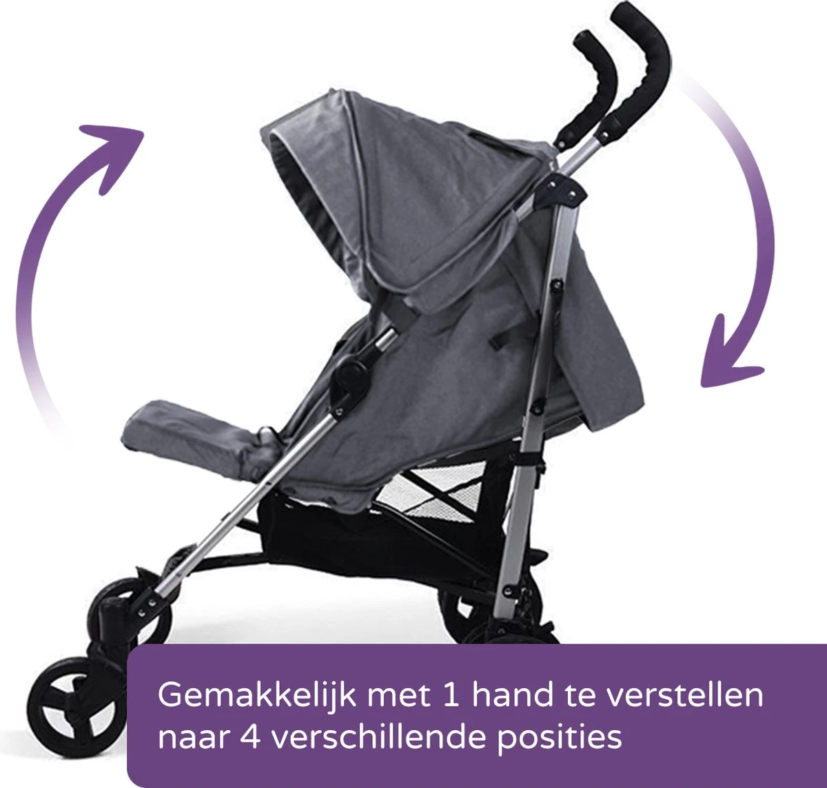Prénatal Luxe Buggy – Kinderwagen Met Boodschappenmand En Zonneklep - Verstelbare Wandelwagen – Inklapbaar Met 1 Hand - Plooibuggy Grijs 11 Prénatal Luxe Buggy – Kinderwagen Met Boodschappenmand En Zonneklep - Verstelbare Wandelwagen – Inklapbaar Met 1 Hand - Plooibuggy Grijs - Afbeelding 9