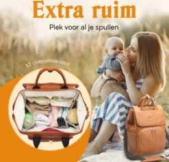 JeRie Luiertas Rugzak – Verschoonmatje – Verzorgingstas – Luiertassen – Met Kinderwagen Haken - Bruin -Kinderwagen- En Accessoirewinkel 1200x1150 10