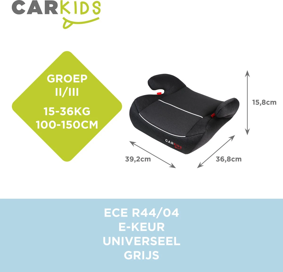 Carkids Auto Zitverhoger Grijs | Autostoeltje Groep 2-3 | Kinderen Van 3,5-12 Jaar | 15-36 Kg 5 Carkids Auto Zitverhoger Grijs | Autostoeltje Groep 2-3 | Kinderen Van 3,5-12 Jaar | 15-36 Kg - Afbeelding 3