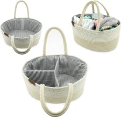 ADSafety - Luxe Katoenen Luiertas - Inclusief Uitneembare Organizer - Verzorgingstas - Opbergtas - Commode Mandje - Baby Spullen - Crème -Kinderwagen- En Accessoirewinkel 1200x1154 5