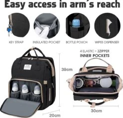 Merkloos Luiertas Rugzak - Luiertassen Met Babybed - Grote Luiertas Met Wieg - Luiertas Verzorgingstas Met Babybedje - Verzorgingsrugzak - Zwart -Kinderwagen- En Accessoirewinkel 1200x1155 10