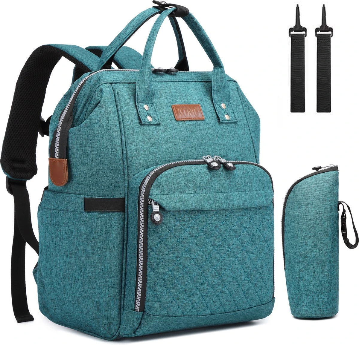 Miss Lulu Luiertas Rugzak - Inclusief Buggy En Kinderwagen Haken - Groen (E6705 GN) 3 Miss Lulu Luiertas Rugzak - Inclusief Buggy En Kinderwagen Haken - Groen (E6705 GN)