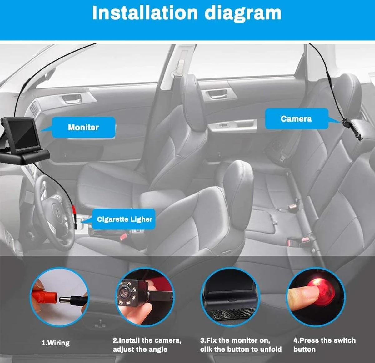 Achterbankspiegel Voor Baby/kind - Met 150° Groothoekcamera Voor Groot Gezichtsveld - Achteruitkijkspiegel, Autospiegel 6 Achterbankspiegel Voor Baby/kind - Met 150° Groothoekcamera Voor Groot Gezichtsveld - Achteruitkijkspiegel, Autospiegel - Afbeelding 4