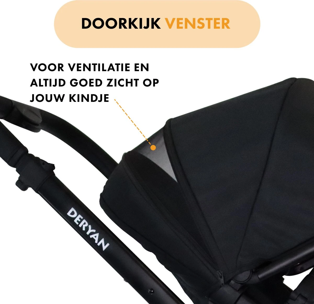 Deryan Evy Kinderwagen - Duo Kinderwagen - Uitbreidbaar - Inclusief Reiswieg - Zwart 9 Deryan Evy Kinderwagen - Duo Kinderwagen - Uitbreidbaar - Inclusief Reiswieg - Zwart - Afbeelding 7