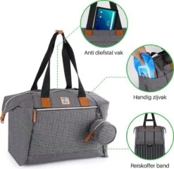 Brisby Slijtvaste Luiertas - Verzorgingstas Groot - Grijs - Inclusief Verschoonmatje - Isoleervakken - Fopspeen Houder - Makkelijk Te Bevestigen Aan De Kinderwagen -Kinderwagen- En Accessoirewinkel 1200x1165 3