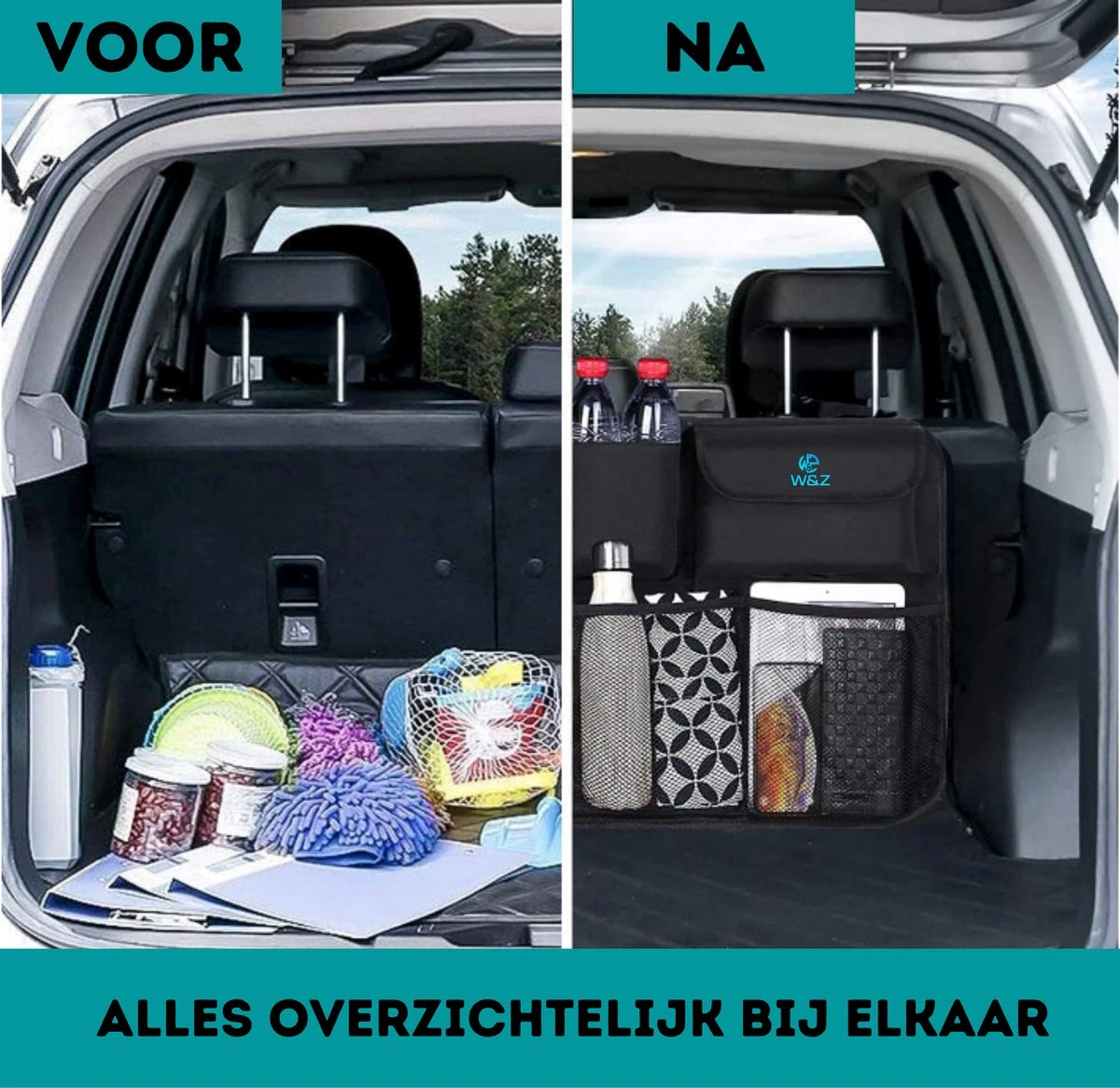 W&Z® Auto Organizer - Autostoel Organizer - Kofferbak Organizer - Zwart 8 W&Z® Auto Organizer - Autostoel Organizer - Kofferbak Organizer - Zwart - Afbeelding 6