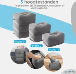 Merkloos Voetensteun | Opblaasbaar | In Alle Hoogtes Verstelbaar | Reiskussen | Vliegtuigbed | Voetensteun | 3 Verschillende Standen | Met Kinderen Reizen | Grijs -Kinderwagen- En Accessoirewinkel 1200x1167 12