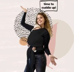 Cuddie Baby Draagdoek - Premium Organic Baby Draagdoek Gemaakt Van Bio Katoen - Newborns Tot 15 Kg - Baby Cadeau - Met Wenskaart - Zwart -Kinderwagen- En Accessoirewinkel 1200x1171 13