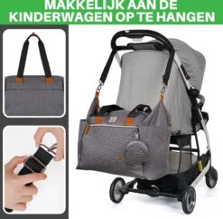 Brisby Slijtvaste Luiertas - Verzorgingstas Groot - Grijs - Inclusief Verschoonmatje - Isoleervakken - Fopspeen Houder - Makkelijk Te Bevestigen Aan De Kinderwagen -Kinderwagen- En Accessoirewinkel 1200x1174 4
