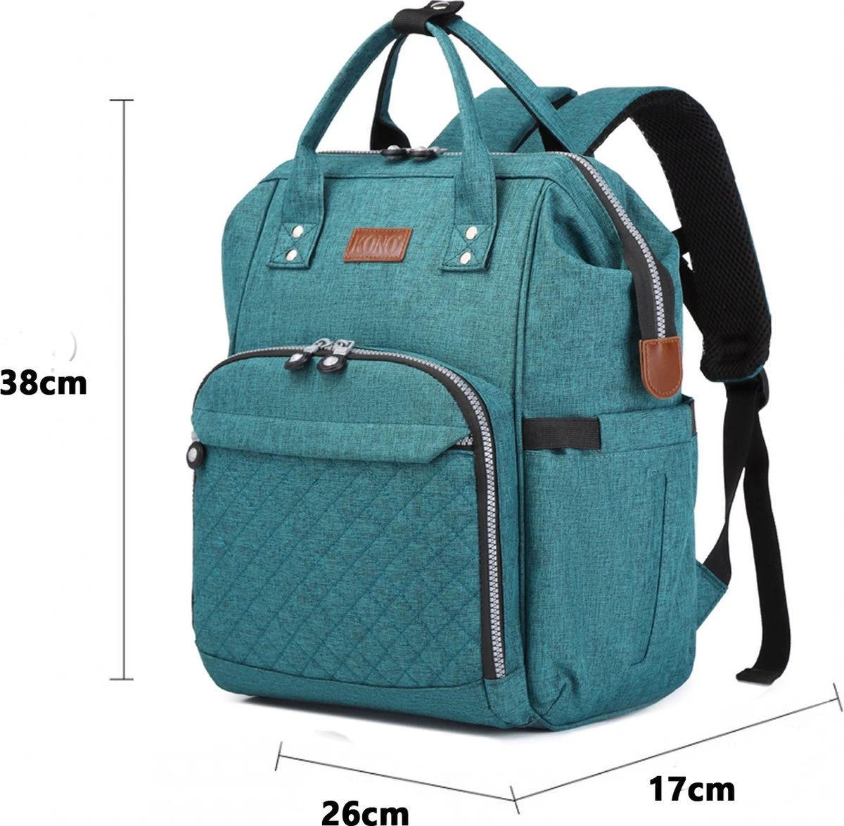 Miss Lulu Luiertas Rugzak - Inclusief Buggy En Kinderwagen Haken - Groen (E6705 GN) 13 Miss Lulu Luiertas Rugzak - Inclusief Buggy En Kinderwagen Haken - Groen (E6705 GN) - Afbeelding 11