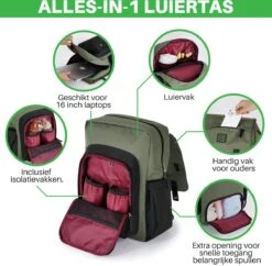 Brisby Slijtvaste Luiertas – Verzorgingstas - Two Tone Groen En Zwart - Inclusief Verschoonmatje - Isoleervakken - Met Geïntegreerde Kinderwagen Haken -Kinderwagen- En Accessoirewinkel 1200x1177 11