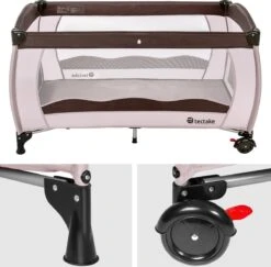 TecTake - Kinder Reisbed Babybed - Beige / Bruin - 402417 - 126x65x80 Cm Met Draagtas -Kinderwagen- En Accessoirewinkel 1200x1179 4