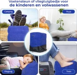 Merkloos Voetensteun - Vliegtuigbedje - Premium Quality - Reisbedje - 3 Hoogtestanden - Vliegtuig Kussen - Voetenbankje Of Poef - Met Opbergzakje & Pomp - Blauw -Kinderwagen- En Accessoirewinkel 1200x1179 6