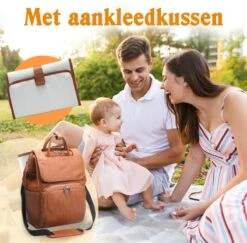 JeRie Luiertas Rugzak – Verschoonmatje – Verzorgingstas – Luiertassen – Met Kinderwagen Haken - Bruin -Kinderwagen- En Accessoirewinkel 1200x1181 8