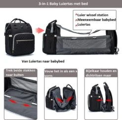 Luiertas - Multifuctioneel Luiertas 3 In 1 - Met Babybedje - Met Verschoningsmatje - Zwart - Met Usb - Met Verdikt Matras 22 Luiertas - Multifuctioneel Luiertas 3 In 1 - Met Babybedje - Met Verschoningsmatje - Zwart - Met Usb - Met Verdikt Matras -Kinderwagen- En Accessoirewinkel 1200x1182 4