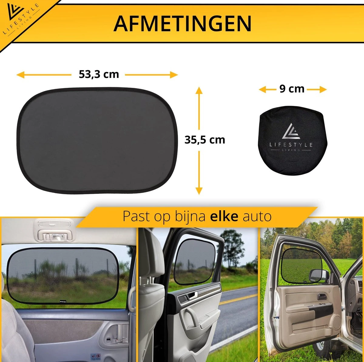 Lifestyle Living Zonnescherm Auto Zijruit – Zonwering Voor Baby En Kind – Zonder Zuignappen – UV Protectie – 2 Stuks – 51 X 31CM – Statisch - Zelfklevend 14 Lifestyle Living Zonnescherm Auto Zijruit – Zonwering Voor Baby En Kind – Zonder Zuignappen – UV Protectie – 2 Stuks – 51 X 31CM – Statisch - Zelfklevend - Afbeelding 12