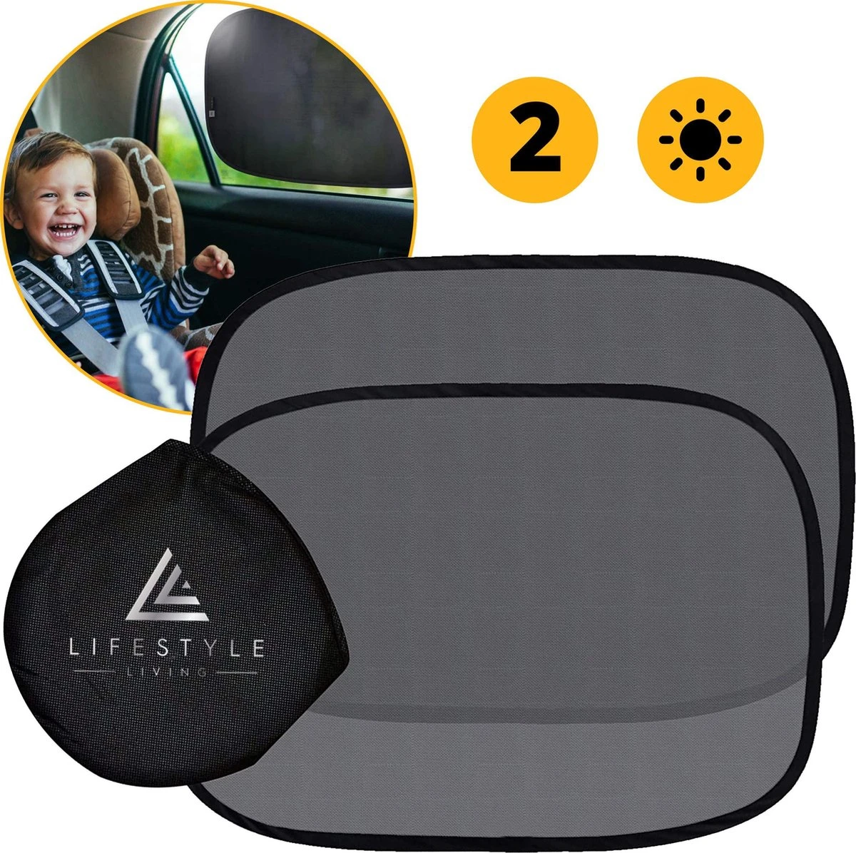 Lifestyle Living Zonnescherm Auto Zijruit – Zonwering Voor Baby En Kind – Zonder Zuignappen – UV Protectie – 2 Stuks – 51 X 31CM – Statisch - Zelfklevend 3 Lifestyle Living Zonnescherm Auto Zijruit – Zonwering Voor Baby En Kind – Zonder Zuignappen – UV Protectie – 2 Stuks – 51 X 31CM – Statisch - Zelfklevend